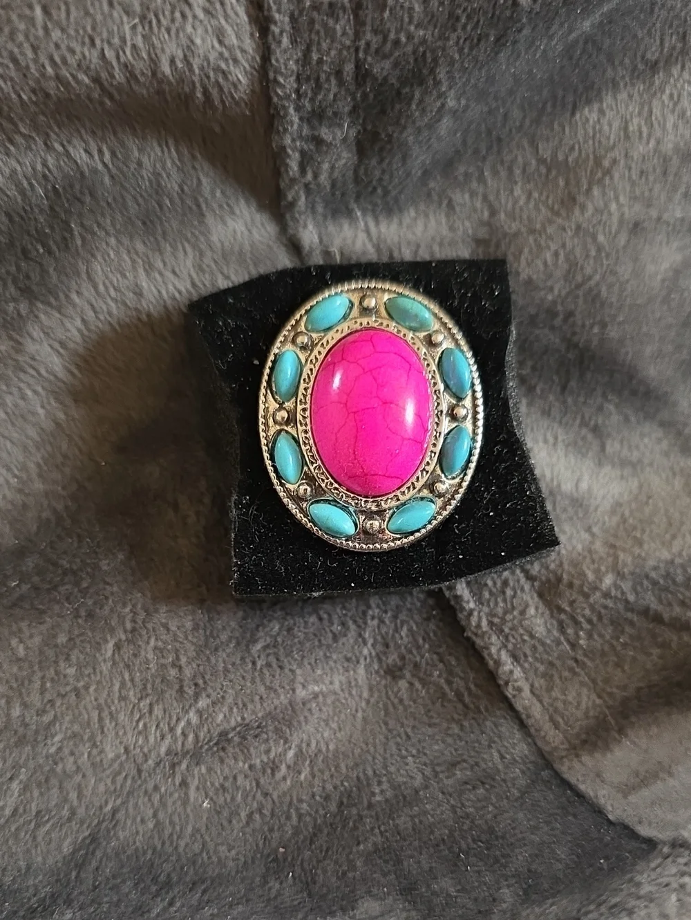 paparazzi Hot Pink and Turquoise Oval Statement Ring